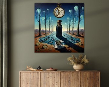 surrealism trees with jellyfish and eyes in the desert by Jan Bechtum