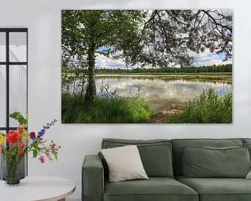 Riedsee merenlandschap met steiger in Wurzacher Ried - district Ravensburg van BlattArt - Christine Horn