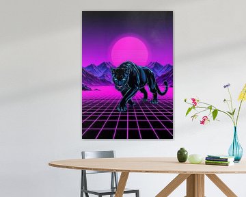 Neon Puma - 80er Synthwave Retro Lila