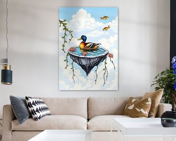 Ente schwimmend im Himmelsteich - Whimsical Cloud