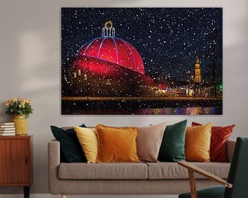 The Dot building in Groningen during Christmas