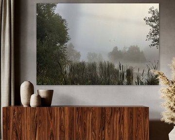 Oeverlandschap van Schwackenreuter gezien bij Nebel - Mühlingen van BlattArt - Christine Horn