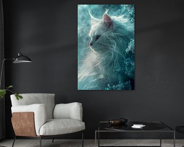 Chat blanc glacé de la Lune - Éclat de cristal sur Erika Kaisersot