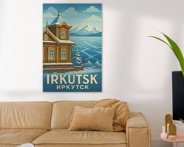 Irkutsk Wooden Architecture Art Print - Siberian Lace House &amp ; Winter Poster