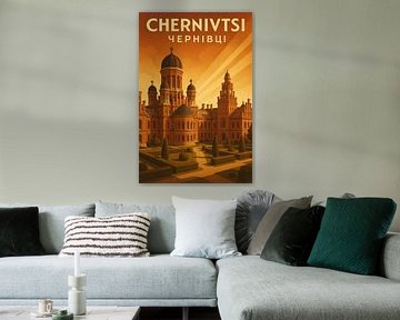 Gravure d'art de l'Université de Tchernivtsi - Résidence des Métropolitains Affiche de l'UNESCO