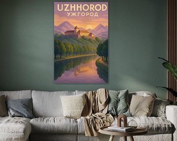 Château d'Uzhhorod Art Print - Ukraine Carpathian Landscape &amp ; River Poster