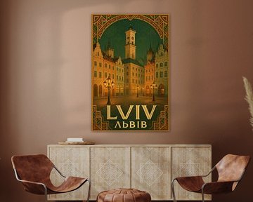 Lviv Rynok Square Poster - Ukraine Old Town &amp ; Town Hall Tower Art