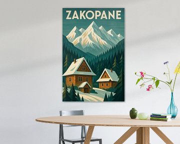 Affiche Zakopane Tatra Mountains - Goral Architecture &amp ; Snowy Peaks Art