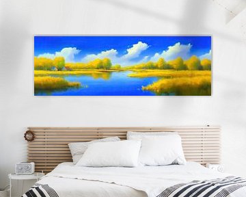 Spiegel | Blau Gold von Kunst Laune