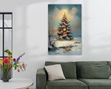 Christmas Tree in the Snow by Abstract Painting