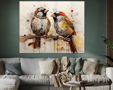 Bird Watercolour Art | Sparrows by Eye catching paintings