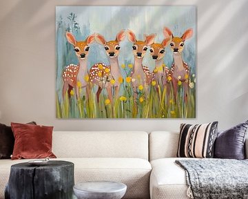 Cerf de jardin | Cinq cerfs dans le jardin