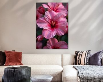 Rosa Hibiskusblüten und -knospen von Markus Gann