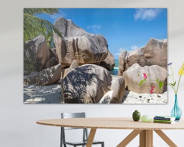 On the dream beach on La Digue (Seychelles)