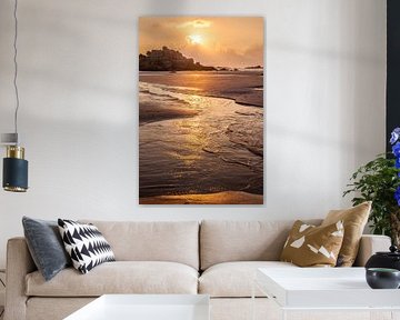 Zonsondergang op het strand van Kerfissien, Cléder, Bretagne van Christian Müringer