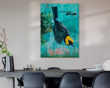 Blue bird with yellow head