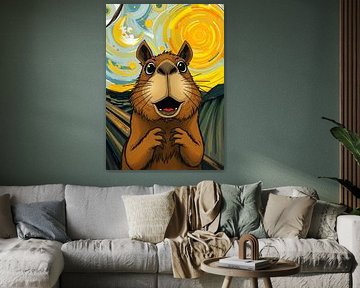 Capybara - Der Schrei Surrealistische Tierkunst von MIROKKU