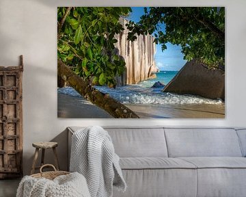 Op het droomstrand van La Digue op de Seychellen van t.ART