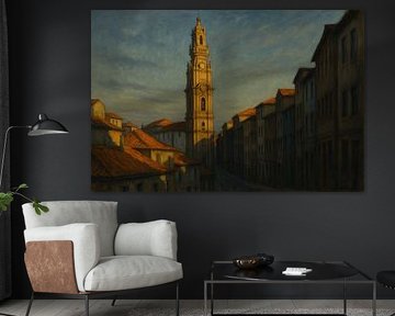 Porto Streetscape: Sunset Behind the Clérigos Tower by Travel Shop