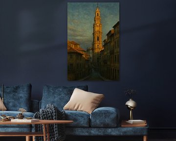 Porto Alley Glow: Street View to the Golden Tower by Travel Shop