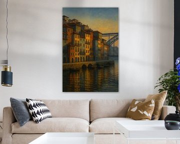 Porto's Quayside: Boats and Balconies at Dusk by Travel Shop