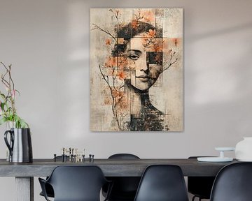 Vrouw met Oranje Bloemen