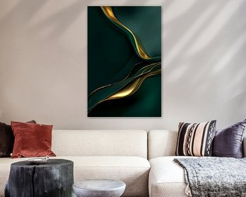 Abstrakt in Smaragdgold Glatter Luxus-Kontrast von Eva Lee