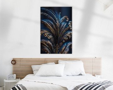 Feather in Blue and Gold Baroque Elegance in Detail