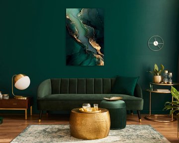 Abstrait en émeraude et or Organic Flow of Luxury