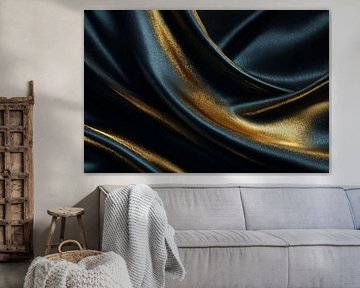 Textilien in Gold und nachtblauem Samtluxus von Eva Lee