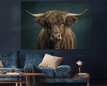 Schottischer Highlander in Erdton Soft Power in Silent Portrait