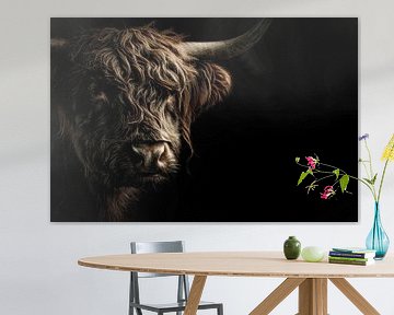 Scottish Highlander in Shadow Intense View in Detail by Eva Lee