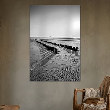 Postes de plage en noir et blanc Jeux graphiques de lumière et de structure
