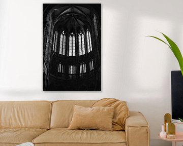 Gotische Ramen in Schaduw Monumentale Stilte van Mont Saint-Michel