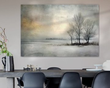 Mistige Winterstilte - Fine Art Landschap in Taupe en Grijs