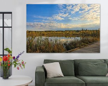 Paysage riverain du Schwenninger Moos avec chemin de planches - Bade-Wurtemberg sur BlattArt - Christine Horn