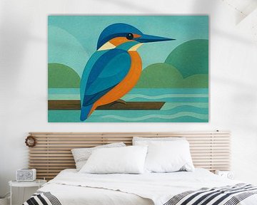 Illustration géométrique d'un martin-pêcheur. sur Johannes