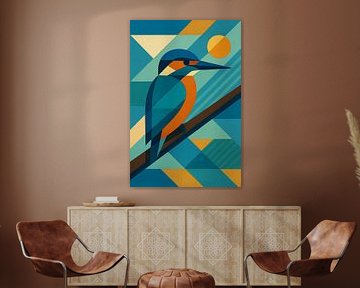 Illustration géométrique d'un martin-pêcheur. sur Johannes