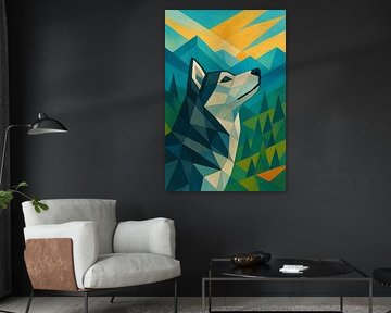Geometrische Illustration eines Husky-Hundes. von Johannes