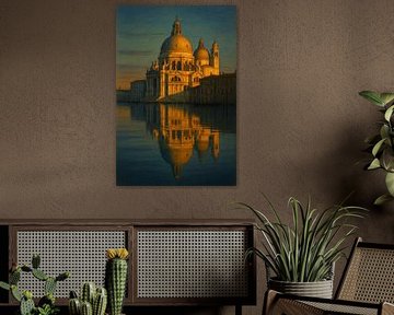 Santa Maria della Salute : reflet doré dans le Grand Canal