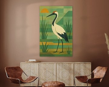 Ein geometrisches Kunstwerk eines Kranichs. von Johannes