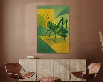 A geometric artwork of a grasshopper. by Johannes