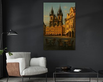 Old Town Square Cafe: Empty Chairs at Sunrise by Travel Shop