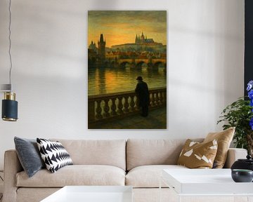 Prague Embankment: Golden Hour View of the Castle by Travel Shop