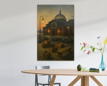 Aube du port de Hambourg : caisses vides au Fischmarkt sur Travel Shop