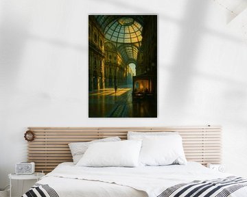 Milaan Arcade Solitude: Café Licht onder de Glazen Koepel van Travel Shop
