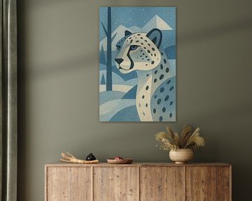 A geometric illustration of a snow leopard. by Johannes