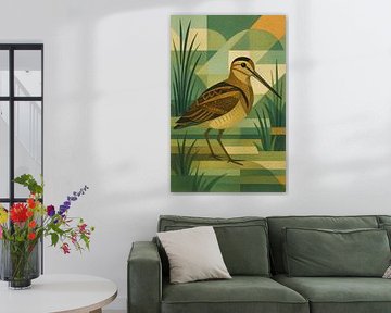 Eine geometrische Illustration einer Schnepfe.