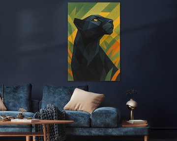 A geometric illustration of a black panther. by Johannes