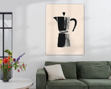 Mocha pot in a minimalist brush shape